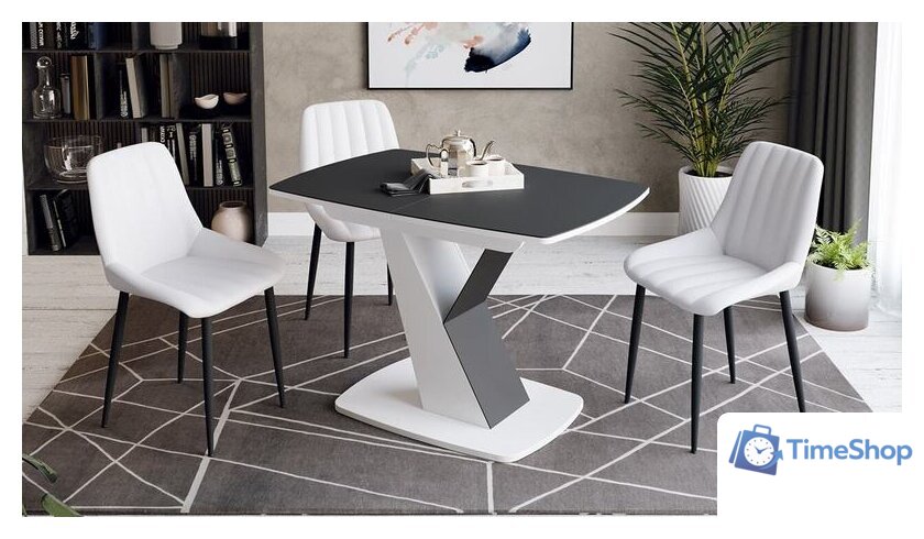 Кухонный стол Трия Гарда тип 1 (белый/стекло матовое черный графит) - Изображение №3 — Интернет-магазин Time-Shop