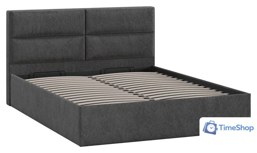 Кровать Трия Глосс универсальная с ПМ тип 1 140x200 (микровелюр Wellmart Graphite) - Изображение №2 — Интернет-магазин Time-Shop
