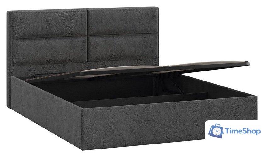 Кровать Трия Глосс универсальная с ПМ тип 1 140x200 (микровелюр Wellmart Graphite) - Изображение №3 — Интернет-магазин Time-Shop