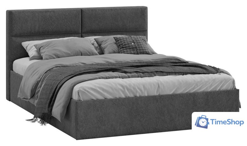 Кровать Трия Глосс универсальная с ПМ тип 1 140x200 (микровелюр Wellmart Graphite) - Изображение №1 — Интернет-магазин Time-Shop