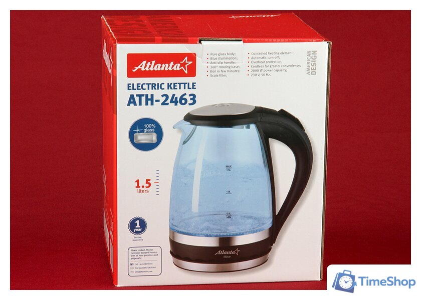 Электрический чайник Atlanta ATH-2463 (черный) - Изображение №8 — Интернет-магазин Time-Shop