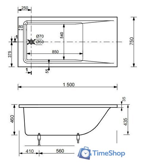 Ванна Эстет Дельта 150 - Изображение №3 — Интернет-магазин Time-Shop