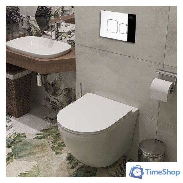 Унитаз подвесной Roxen Antares One Rimless 6 в 1 StounFix Dual Fresh 546881 (кнопка: хром) - Изображение №9 — Интернет-магазин Time-Shop