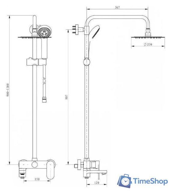 Душевая система  Hansberge H5033 (хром) - Изображение №11 — Интернет-магазин Time-Shop