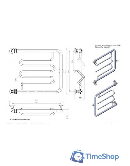 Полотенцесушитель Двин Dw 50/60 (полированный, без полки) - Изображение №4 — Интернет-магазин Time-Shop