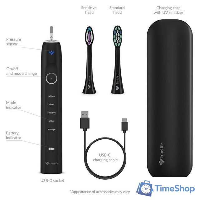 Электрическая зубная щетка TrueLife SonicBrush Clean70 UV (черный) - Изображение №10 — Интернет-магазин Time-Shop