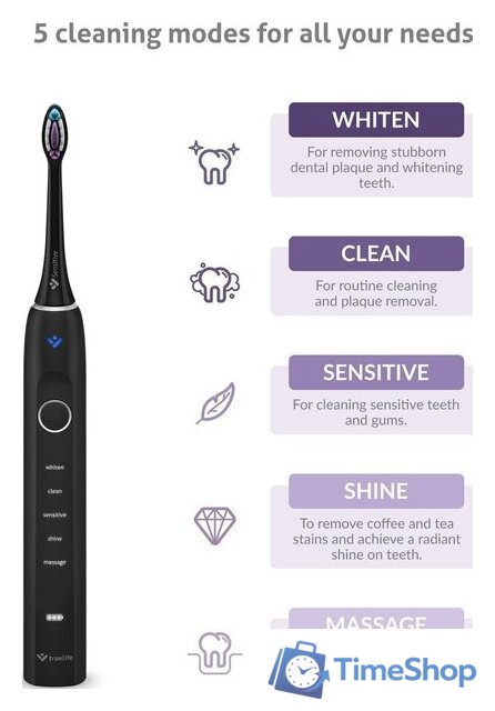 Электрическая зубная щетка TrueLife SonicBrush Clean70 UV (черный) - Изображение №2 — Интернет-магазин Time-Shop