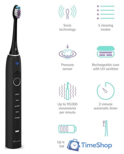 Электрическая зубная щетка TrueLife SonicBrush Clean70 UV (черный) - Изображение №5 — Интернет-магазин Time-Shop
