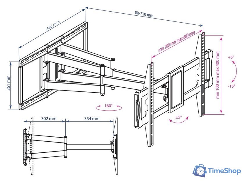 Кронштейн для телевизора Kromax ATLANTIS-70 (черный) - Изображение №3 — Интернет-магазин Time-Shop