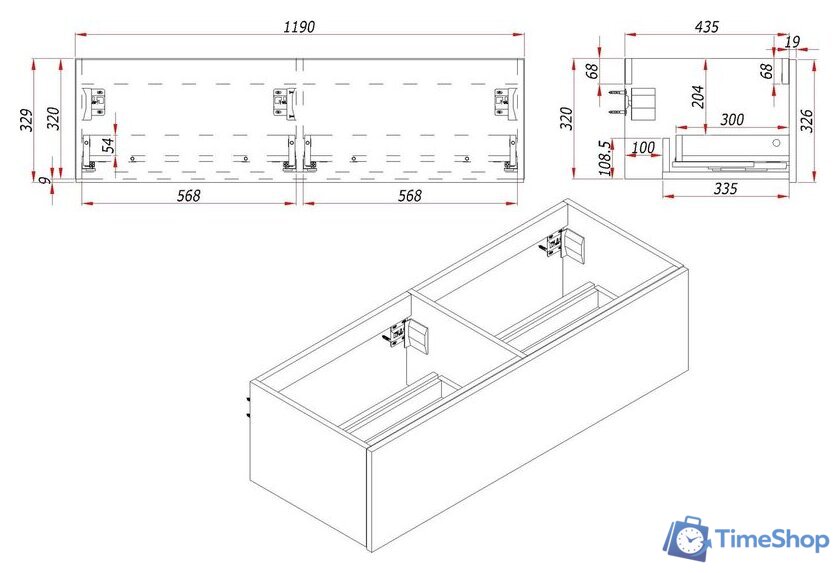  ЗОВ Тумба под умывальник Кито 120 K120LA0MWMC (аттик/белый матовый) - Изображение №4 — Интернет-магазин Time-Shop