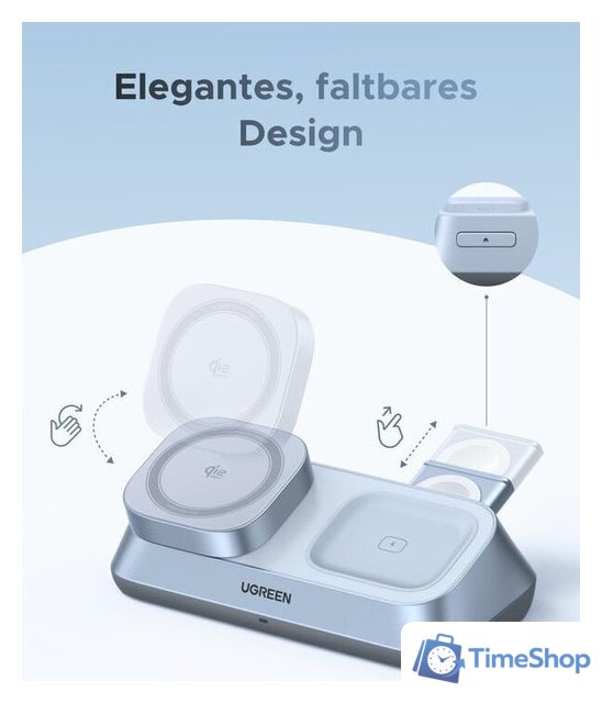 Беспроводное зарядное Ugreen MagFlow 3-in-1 W711 55677 (голубой) - Изображение №3 — Интернет-магазин Time-Shop