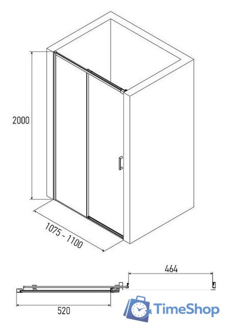 Душевая дверь Alex Baitler AB64B110 - Изображение №3 — Интернет-магазин Time-Shop