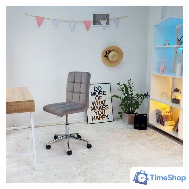 Офисное кресло AksHome Fiji поворотное (светло-серый велюр HCJ-38/хром) - Изображение №6 — Интернет-магазин Time-Shop