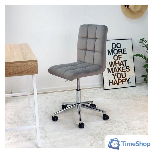 Офисное кресло AksHome Fiji поворотное (светло-серый велюр HCJ-38/хром) - Изображение №7 — Интернет-магазин Time-Shop