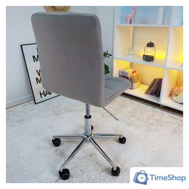 Офисное кресло AksHome Fiji поворотное (светло-серый велюр HCJ-38/хром) - Изображение №8 — Интернет-магазин Time-Shop