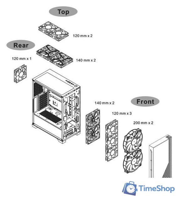 Корпус Thermaltake H330 TG CA-1R8-00M1WN-00 - Изображение №12 — Интернет-магазин Time-Shop