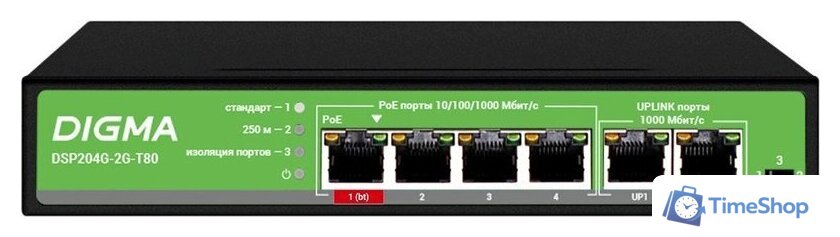 Неуправляемый коммутатор Digma DSP204G-2G-T80 - Изображение №1 — Интернет-магазин Time-Shop