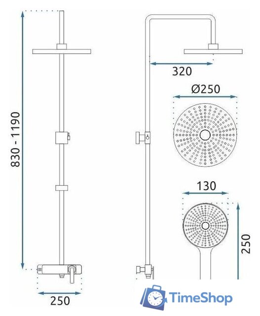 Душевая система  Rea Rebel REA-P2415 - Изображение №3 — Интернет-магазин Time-Shop