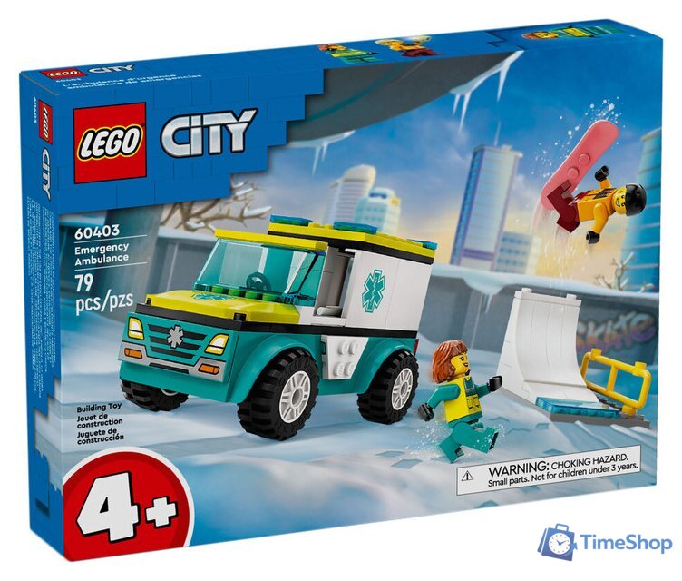 Конструктор LEGO City 60403 Скорая помощь и сноубордист - Изображение №1 — Интернет-магазин Time-Shop