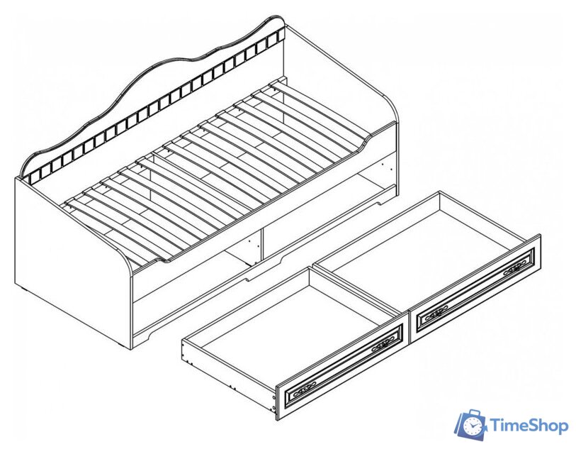 Кровать-тахта Мебельград Прованс с ящиками (бодега белая/патина премиум) - Изображение №3 — Интернет-магазин Time-Shop