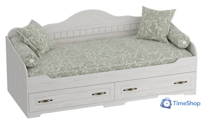Кровать-тахта Мебельград Прованс с ящиками (бодега белая/патина премиум) - Изображение №1 — Интернет-магазин Time-Shop
