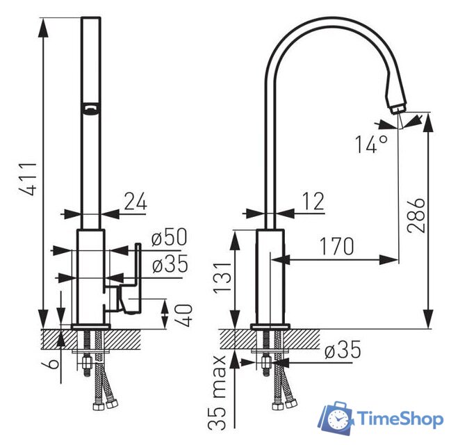 Смеситель Ferro Zicco BZI4BL - Изображение №2 — Интернет-магазин Time-Shop
