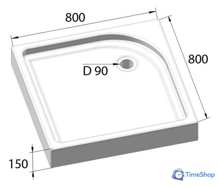 Душевой поддон BelBagno TRAY-BB-A-80-15-W 80x80 - Изображение №7 — Интернет-магазин Time-Shop