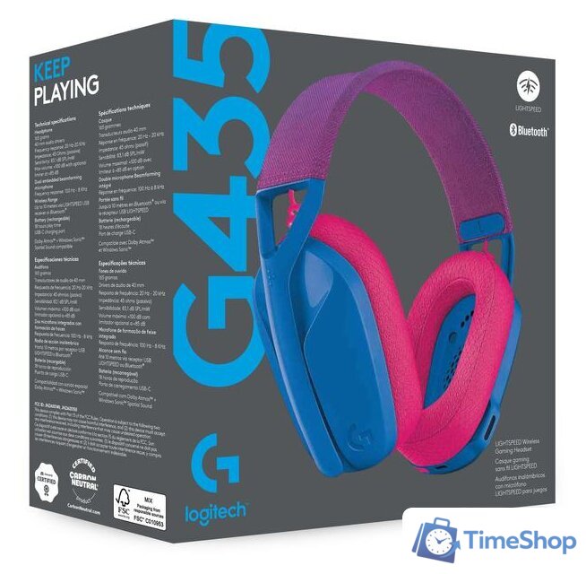 Наушники Logitech G435 Lightspeed (синий/малиновый) - Изображение №5 — Интернет-магазин Time-Shop