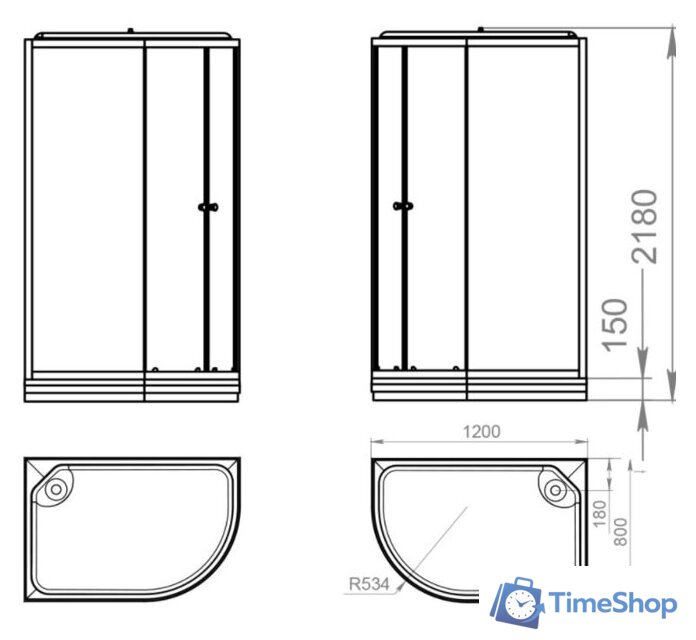 Душевая кабина Domani-Spa Delight 128 120x80 R с гидромассажем (черный/тонированное) - Изображение №3 — Интернет-магазин Time-Shop