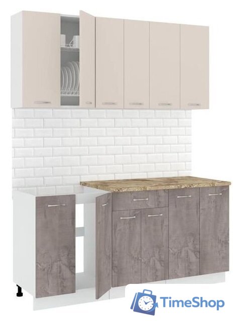 Готовая кухня Кортекс-мебель Корнелия Лира-лайт 1.7м (капучино/оникс/мадрид) - Изображение №1 — Интернет-магазин Time-Shop