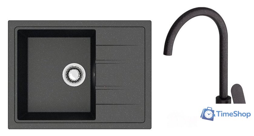 Кухонная мойка Berge BR-5850 + смеситель AM.PM Like F8007122 (черный) - Изображение №1 — Интернет-магазин Time-Shop