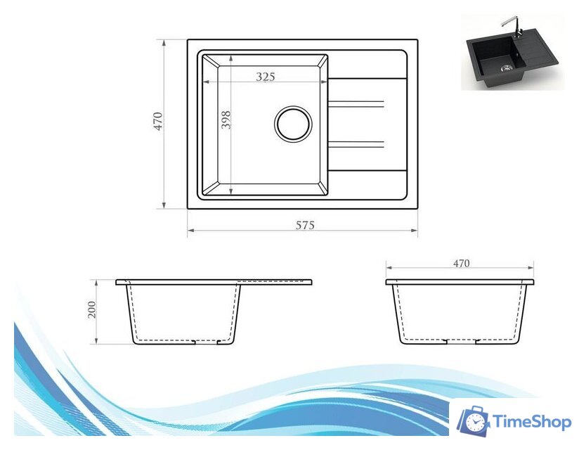 Кухонная мойка Berge BR-5850 + смеситель AM.PM Like F8007122 (черный) - Изображение №14 — Интернет-магазин Time-Shop