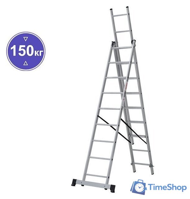 Лестница-стремянка Новая высота NV 123 алюминиевая трёхсекционная 3x9 ступеней - Изображение №1 — Интернет-магазин Time-Shop