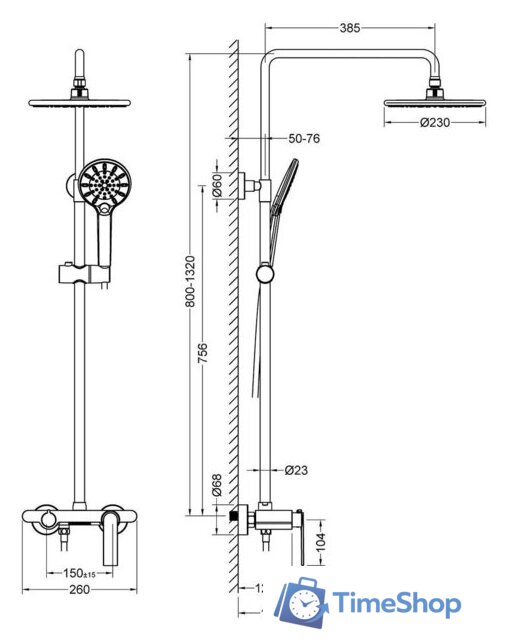 Душевая система  Timo Anni SX-2710/03 (черный) - Изображение №2 — Интернет-магазин Time-Shop