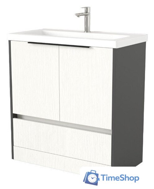  Дабер Тумба под умывальник 017 Тобага/Эридан 80 Т17.8Т.0.20Ч (белый древесный/серый/ручка черная) - Изображение №1 — Интернет-магазин Time-Shop