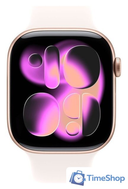Умные часы Apple Watch Series 11 46 мм (алюминиевый корпус, розовое золото/легкие румяна, спортивный силиконовый ремешок M/L) - Изображение №2 — Интернет-магазин Time-Shop