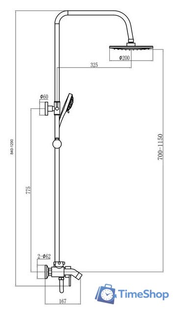 Душевая система  Fmark FM2407 - Изображение №2 — Интернет-магазин Time-Shop