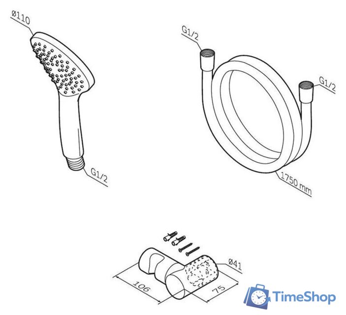 Душевой гарнитур  AM.PM Gem F0119022 (черный) - Изображение №4 — Интернет-магазин Time-Shop