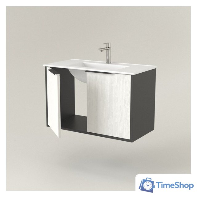  Дабер Тумба под умывальник 018 WeltWasser Deilbach 7517-80 Т18.8W.0.20Ч (белый древесный/серый/ручка черная) - Изображение №2 — Интернет-магазин Time-Shop