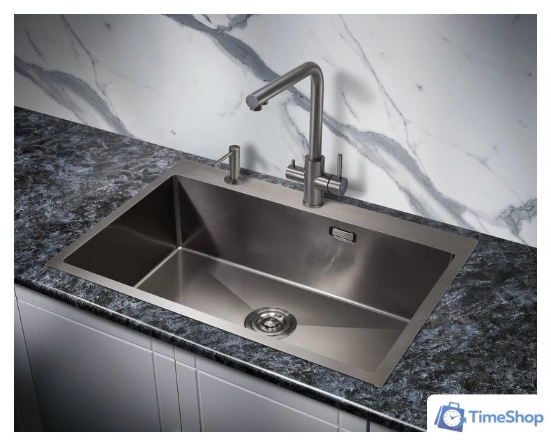 Кухонная мойка Milacio Denia 750 Steel MC.77509 (сталь воронёная) - Изображение №2 — Интернет-магазин Time-Shop