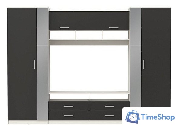 Стенка Олмеко Вена (белый/диамант серый/ДВПО белый) - Изображение №3 — Интернет-магазин Time-Shop