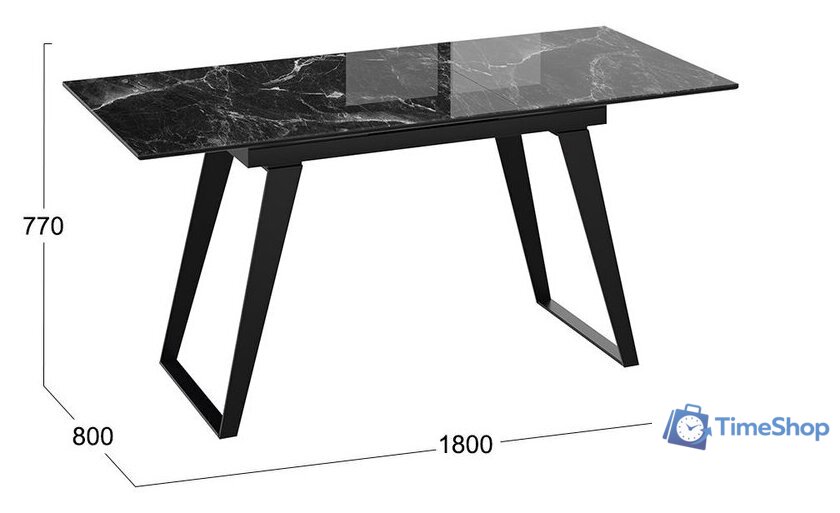 Кухонный стол Трия Техно (черный муар/стекло глянцевое черный мрамор) - Изображение №6 — Интернет-магазин Time-Shop