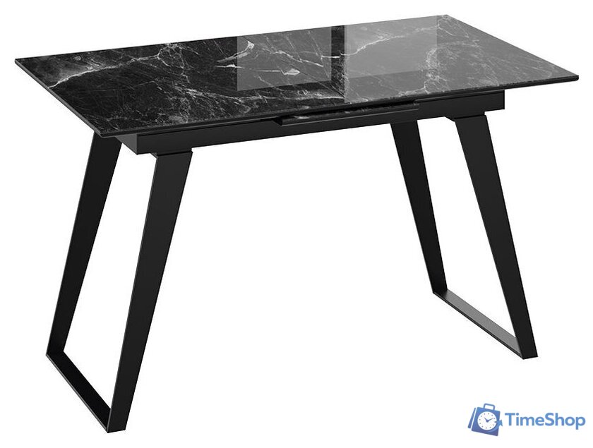 Кухонный стол Трия Техно (черный муар/стекло глянцевое черный мрамор) - Изображение №1 — Интернет-магазин Time-Shop