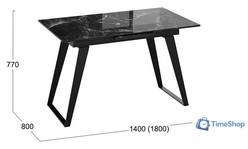 Кухонный стол Трия Техно (черный муар/стекло глянцевое черный мрамор) - Изображение №5 — Интернет-магазин Time-Shop