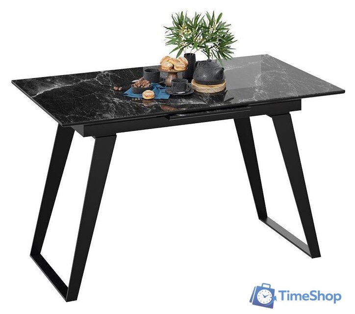 Кухонный стол Трия Техно (черный муар/стекло глянцевое черный мрамор) - Изображение №3 — Интернет-магазин Time-Shop