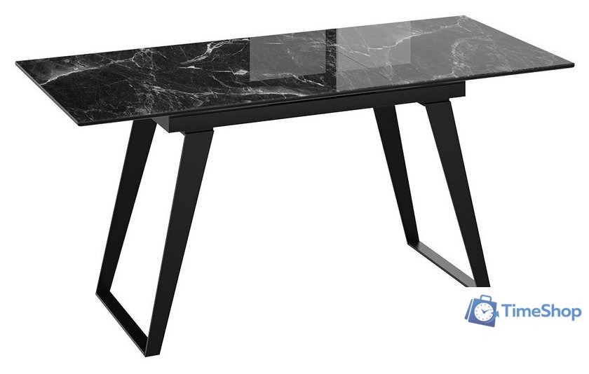 Кухонный стол Трия Техно (черный муар/стекло глянцевое черный мрамор) - Изображение №2 — Интернет-магазин Time-Shop
