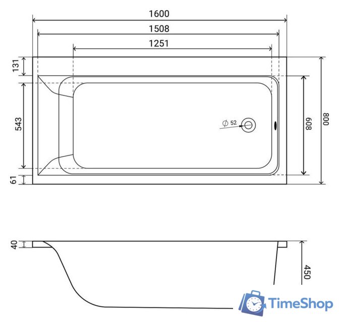 Ванна Lauter Seraphina 160x80 2112160R (с каркасом) - Изображение №9 — Интернет-магазин Time-Shop