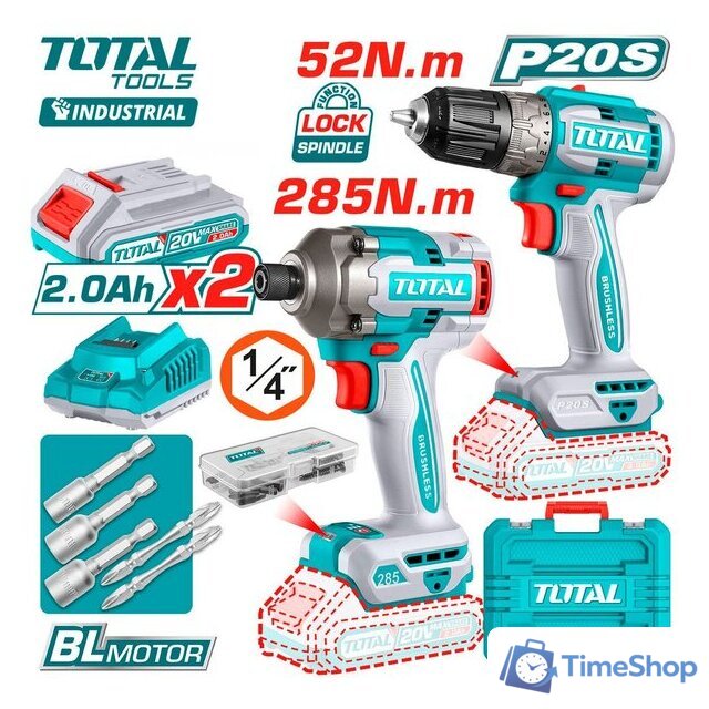  Total TCKLI20272 (шуруповерт, винтоверт, 2 АКБ, кейс) - Изображение №1 — Интернет-магазин Time-Shop