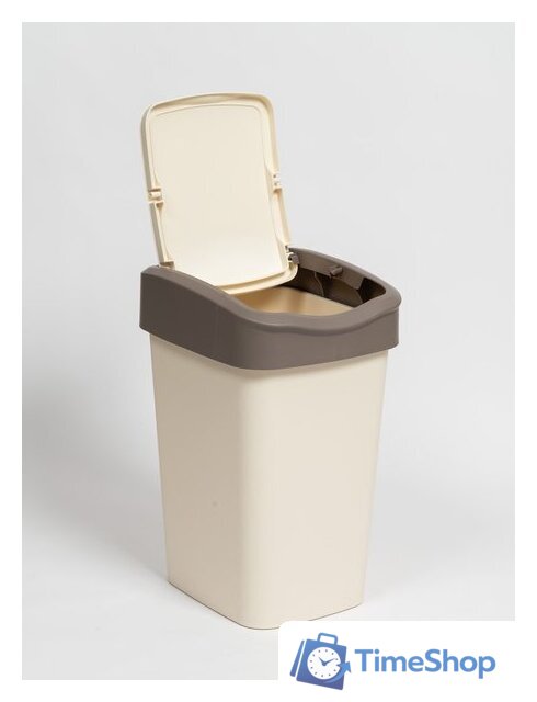 Комплект мусорных ведер Violet Tandem с подвижной крышкой 842826 (8шт, 20л, слоновая кость/шоколад) - Изображение №3 — Интернет-магазин Time-Shop