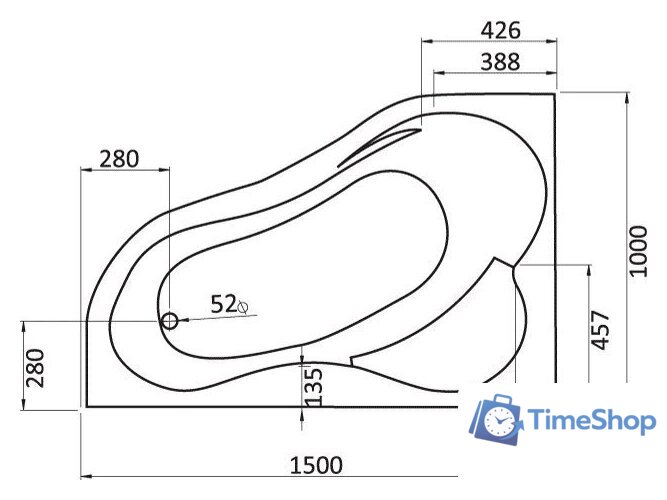 Ванна Santek Ибица 150x100 L (1WH112034) - Изображение №3 — Интернет-магазин Time-Shop